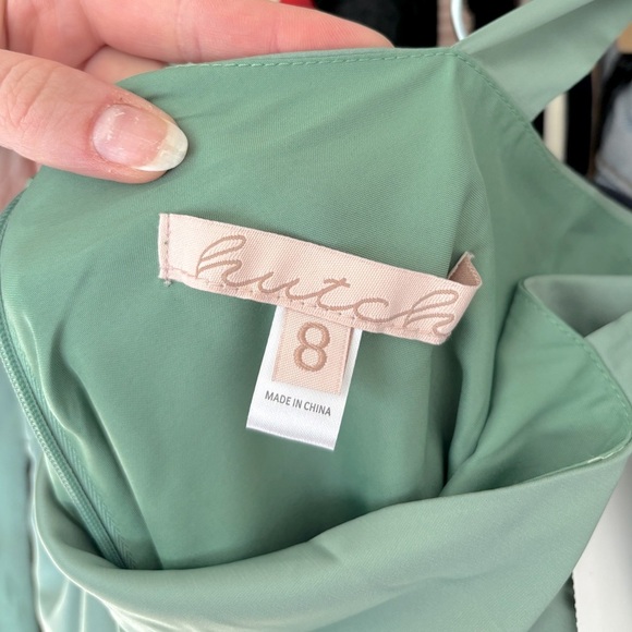 Hutch Mint Green Satin Slip Bow Shoulder Tie Midi Dress Formal Wedding Size 8 - Picture 8 of 9